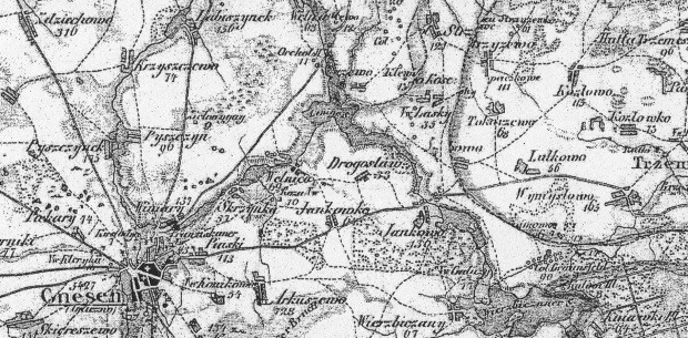 mapa okolice Strzyżewa Kościelnego lata 1803