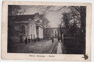 Wieluń 1915 - synagoga i szpital #Wieluń #synagoga #szpital #Judaica