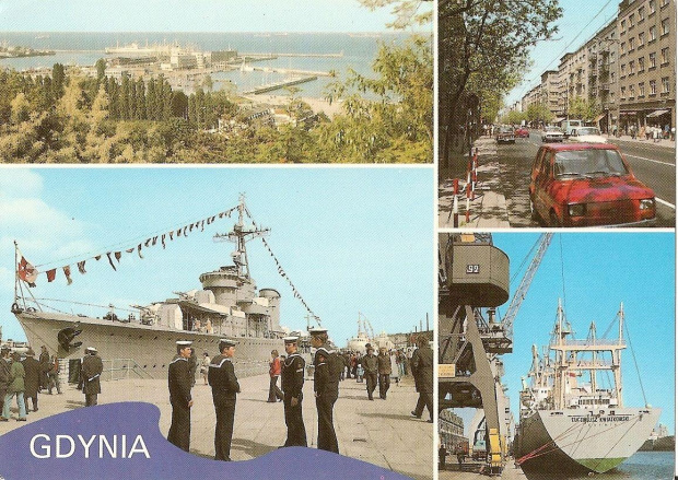 Gdynia_1) Widok z Kamiennej Góry
2) Ul. Świętojańska
3) Okręt Muzeum " Błyskawica "
4) Fragment portu