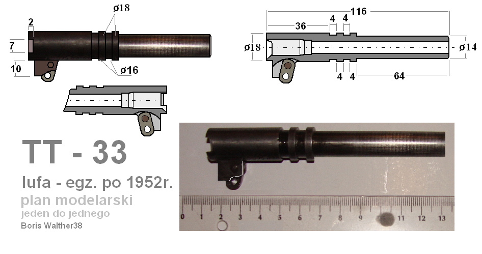 Толщина ствола. Ствол пистолета ТТ чертежи. Размеры ствола ТТ. Диаметр ствола пистолета ТТ. Стволик ТТ чертеж.