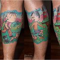 #tatuaż #noga #kolor #tattoo #krecik #kreskówki #cartoon #BolekILolek #reksio
