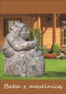Baba z maselnicą jet rzeźbą powstałą podczas trudnej i pracochłonnej obróbki kamienia polnego. Jest rękodziełem niepowtarzalnym zasługuje na dobre miejsce w ogrodzie.