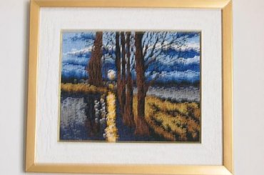 Wschod ksiezyca #nostalgia #haft #pasja #WschodKsiezyca #woda #odbicie #drzewa #zmrok